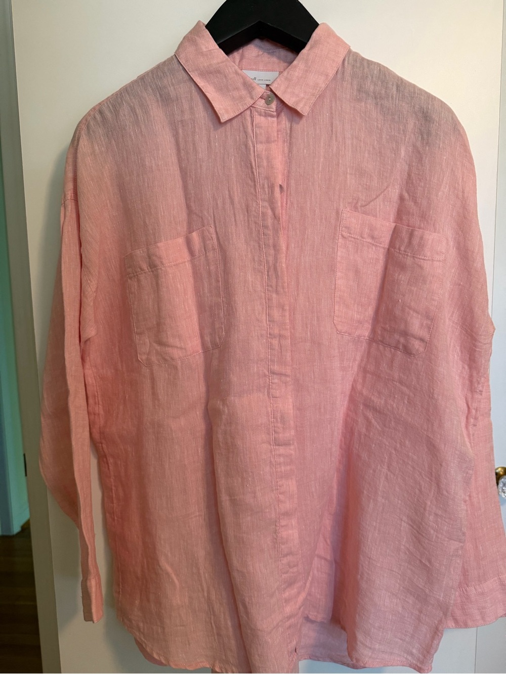 J Jill Classic Pink Linen Button-Up Shirt